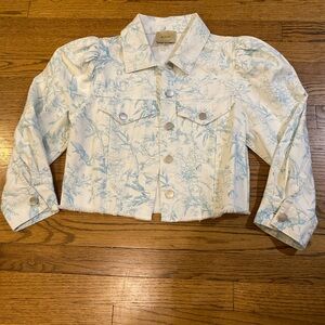 Elie Tahari Blue and White Jean Jacket